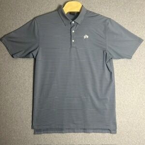 Dunning Golf Men's Blue & Gray Polo‎ Striped Shirt Size XXL